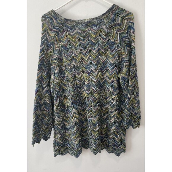 Nic And Zoe XL Multicolor Wool Blend 3/4 Sleeve Sweater Hippie Boho Festival - Picture 2 of 7